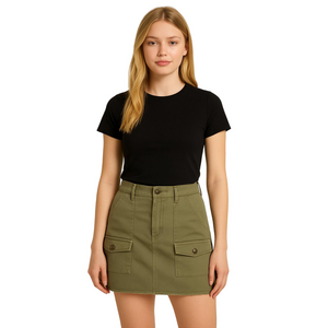 Kohl's Khaki Olive Green Utility Mini Skirt Sz 1/25